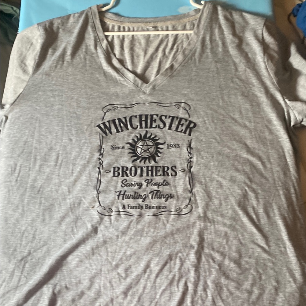 Gray Short Sleeve Tee with Winchester Brothers Design